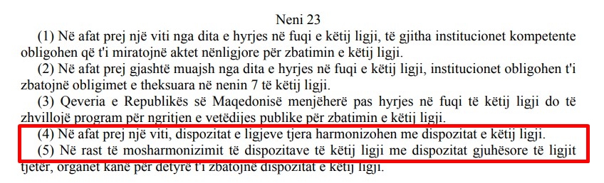 Kadriu  Nëse preket Neni 23 i ligjit  shqipja zyrtare zhbëhet